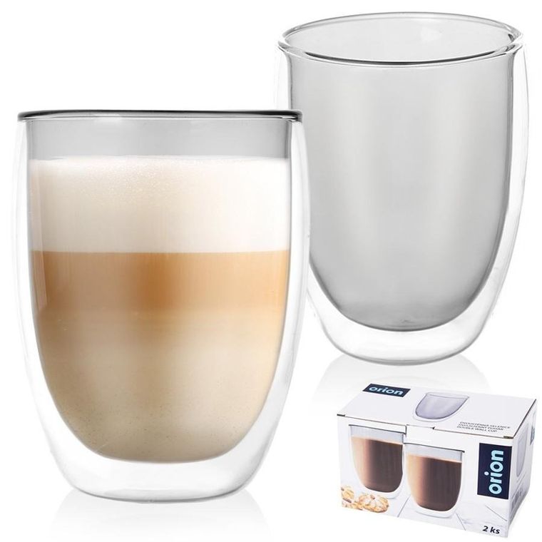 Orion, szklanki termiczne z podwójną ścianką do kawy latte DOUBLE, 370 ml, 2 szt.
