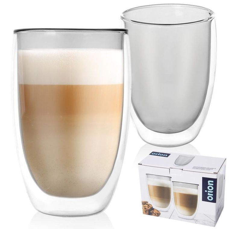 Orion, szklanki termiczne z podwójną ścianką do kawy latte DOUBLE, 460 ml, 2 szt.