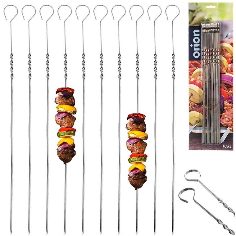Orion, szpikulce do szaszłyków, stalowe, 38,5 cm, 10 szt.