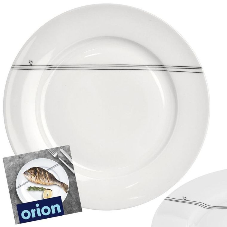 Orion, talerz obiadowy płytki porcelanowy biały, serduszka, 27 cm