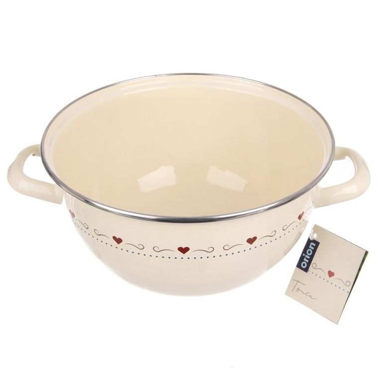 Orion, Tonca, miska emaliowana z uchwytami, kremowa, 33 cm, 5 l