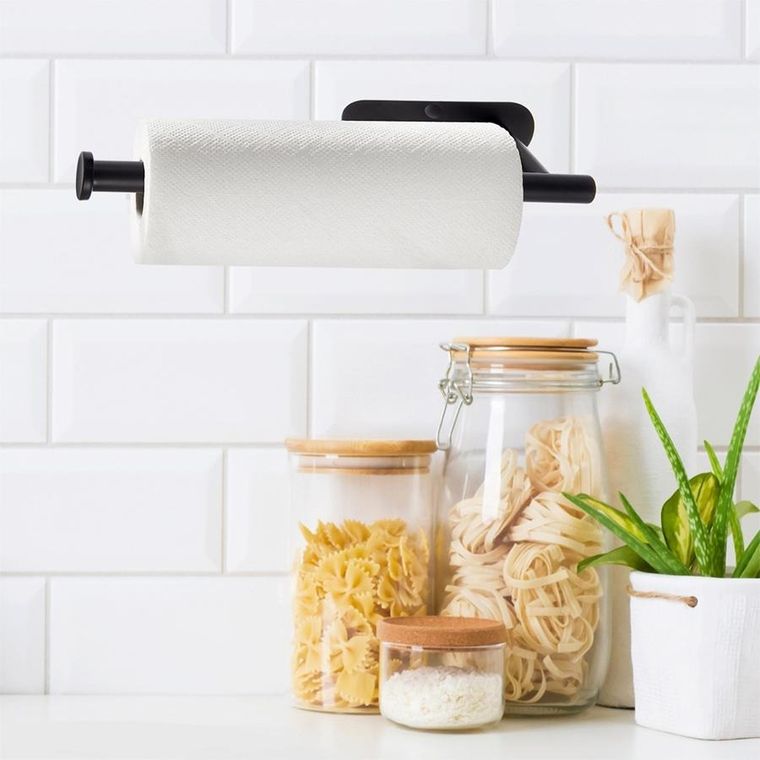 Orion, wieszak na ręcznik papierowy, metalowy czarny, Radka, 33.5-9,2-4.5 cm