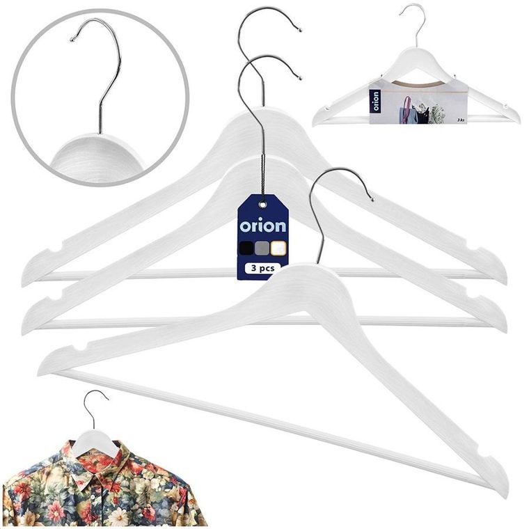 Orion, wieszaki na ubrania, białe obrotowe, 42,5-24 cm, 3 szt.