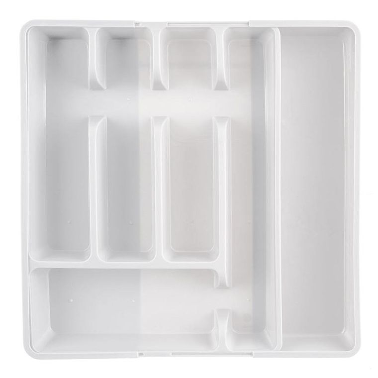 Orion, wkład na sztućce do szuflady, rozsuwany biały, 36.5-27.5 cm