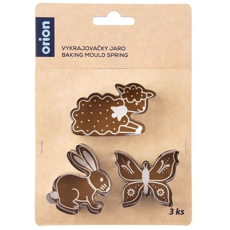 Orion, wykrawacze do ciastek stalowe, zajączek motyl baranek, 3 szt.