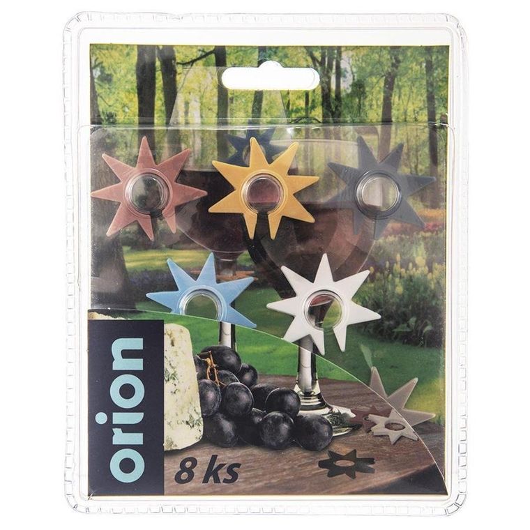Orion, znaczniki na szklanki, kolorowe gwiazdy, 8 szt.