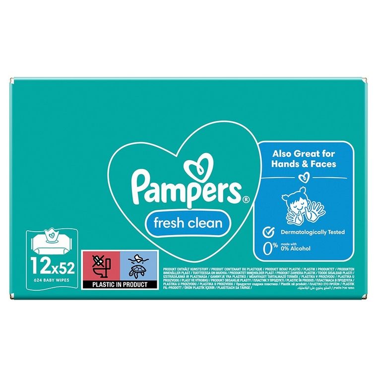 Pampers, Fresh Clean, chusteczki nawilżane, 12-52 szt.