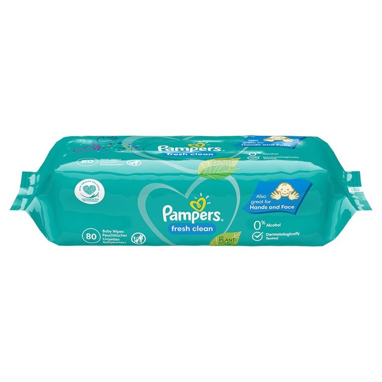 Pampers, Fresh Clean, chusteczki nawilżane dla niemowląt, 6-80 szt.