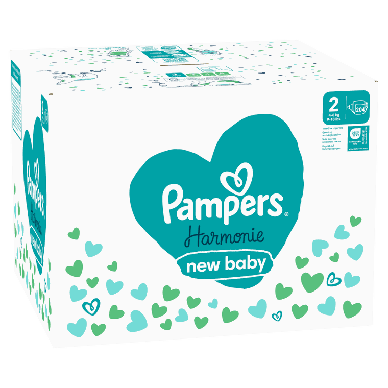 Pampers, Harmonie Baby, pieluchy jednorazowe, rozmiar 2, 4-8 kg, 204 szt.