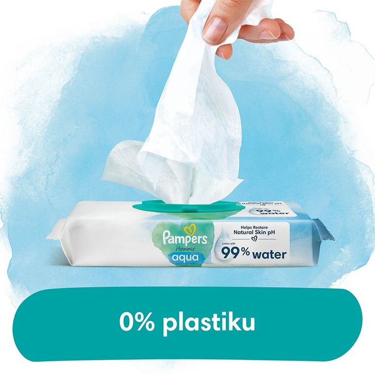Pampers, Harmonie, Plastic-free, chusteczki nawilżane, 24-48 szt.