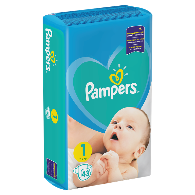 Pampers, New Baby, pieluchy jednorazowe, rozmiar 1, Newborn, 43 szt.