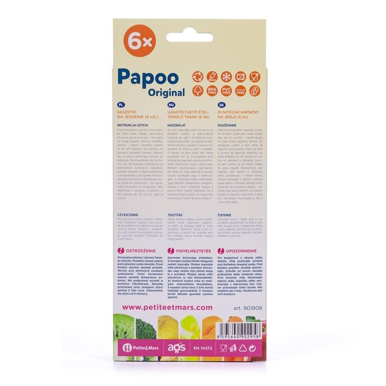 Papoo Labor Papoo Original, Lew, wielorazowe saszetki na jedzenie, 6 szt. - smyk.com