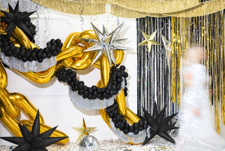 PartyDeco, balon foliowy Gwiazda 3D, 95 cm, czarny, 1 szt.