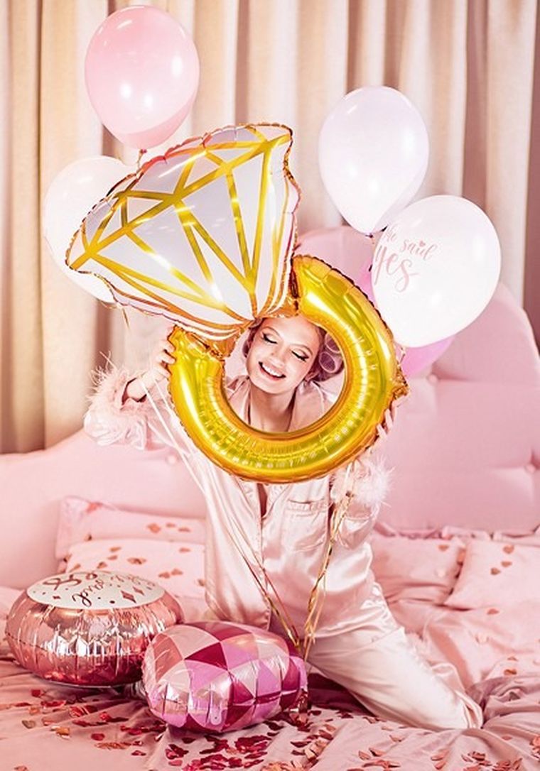 PartyDeco, balon foliowy, pierścionek, 41-72 cm