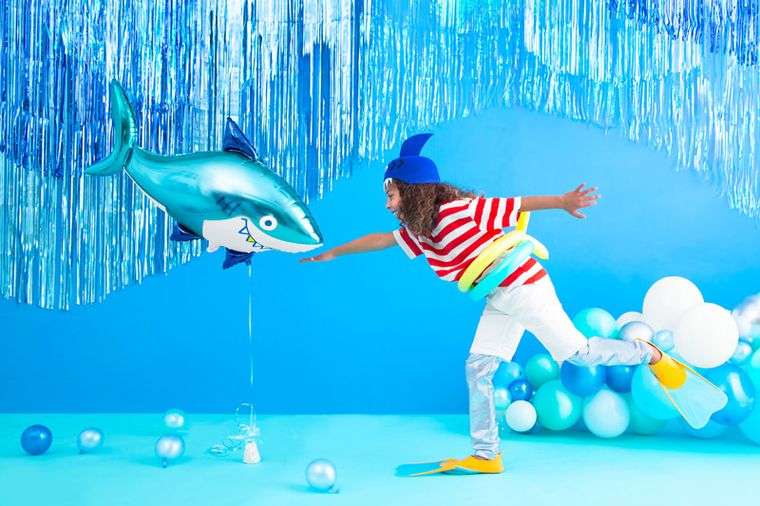 PartyDeco, balon foliowy Rekin, 102-62 cm, mix, 1 szt.