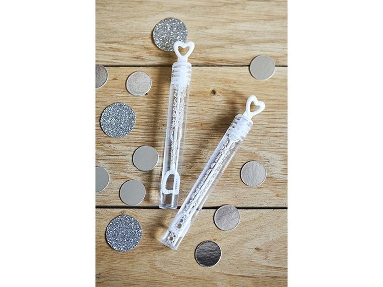 PartyDeco, bańki mydlane na wesele lub ślub, serduszko, biały, 48 szt.