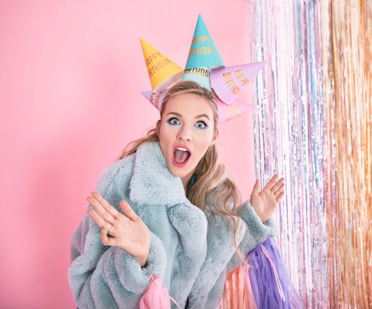 PartyDeco, czapeczki Happy Birthday, mix, 16 cm, 6 szt.