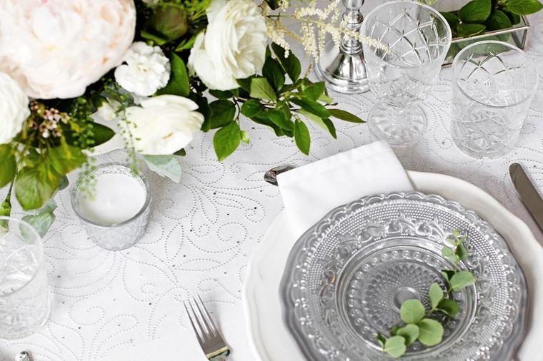 PartyDeco, dekoracyjna organza z nadrukiem, biała, 0,48-9 m