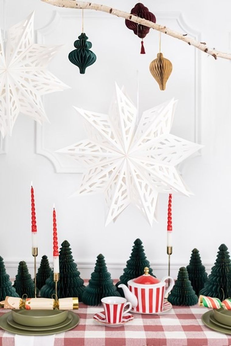 PartyDeco, gwiazda papierowa, biały, 50 cm