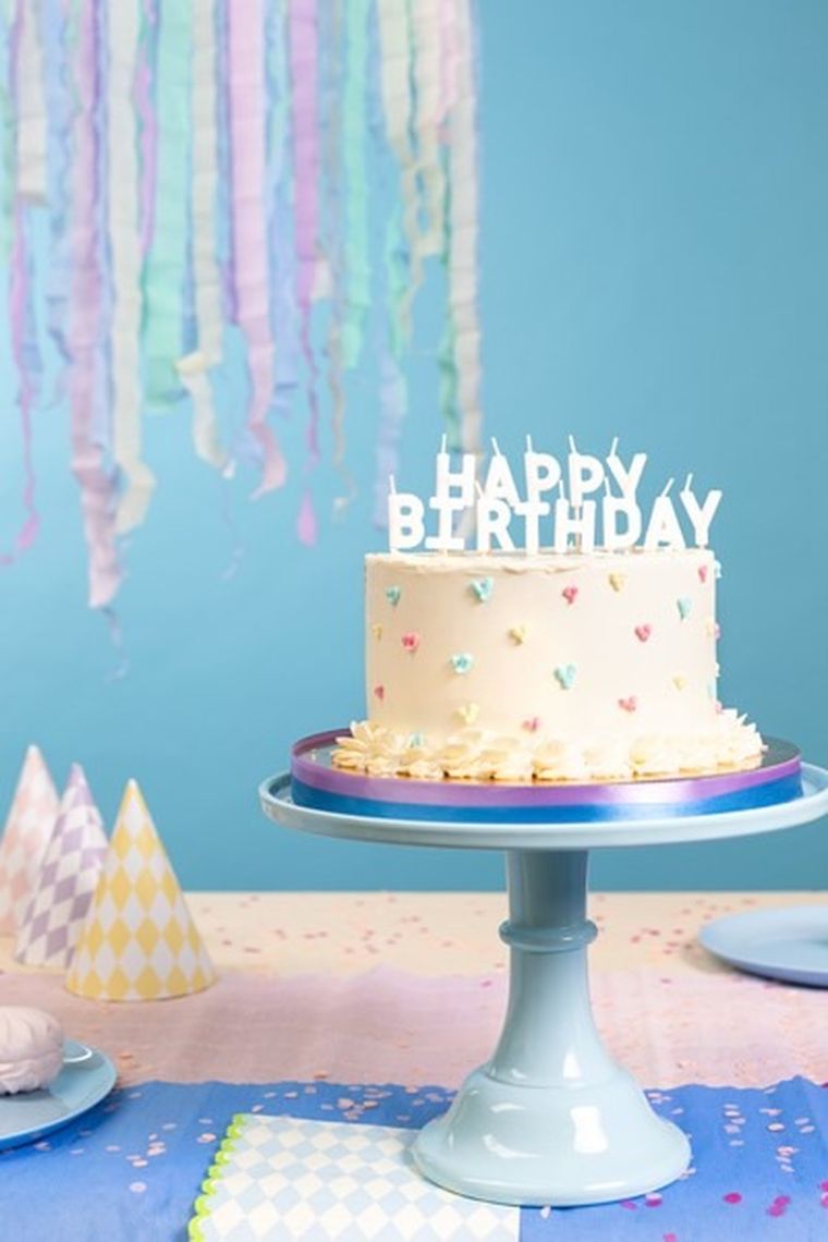 PartyDeco, Happy Birthday, świeczki urodzinowe, biały, 2.5 cm