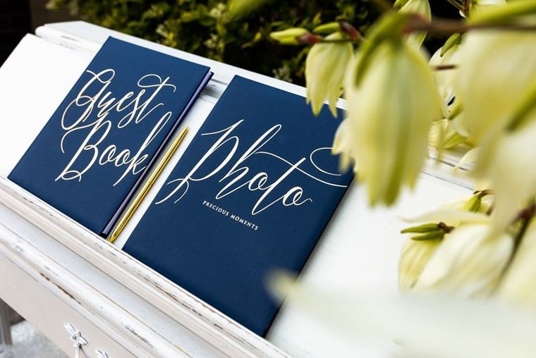 PartyDeco, księga gości weselnych guest book, 20-24,5 cm, granatowa, 22 kartki