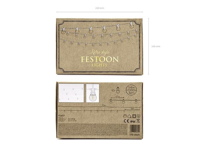 PartyDeco, lampki dekoracyjne led, biały, 5m