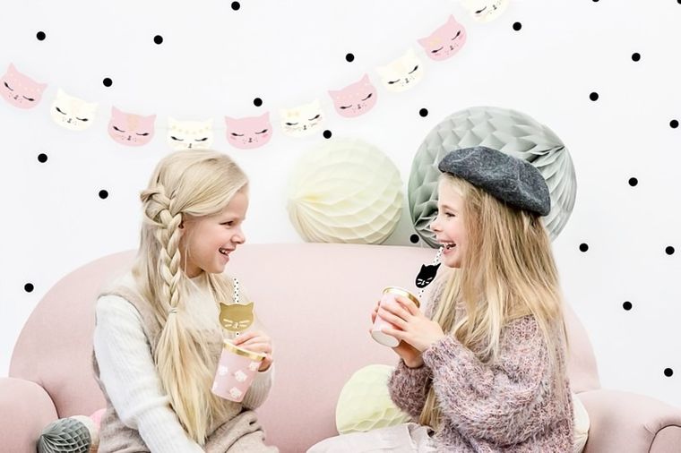 PartyDeco, Meow Party, girlanda, dekoracja na urodziny, kotek, mix, 1, 4 m