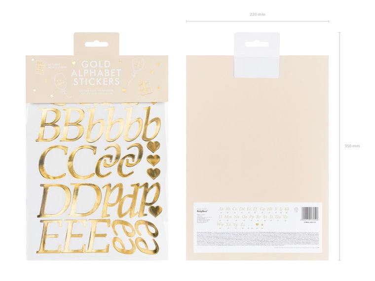 PartyDeco, naklejki, litery, złote
