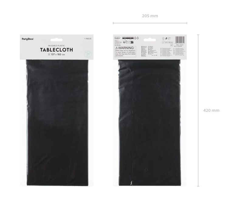 PartyDeco, obrus, czarny, 137-183 cm
