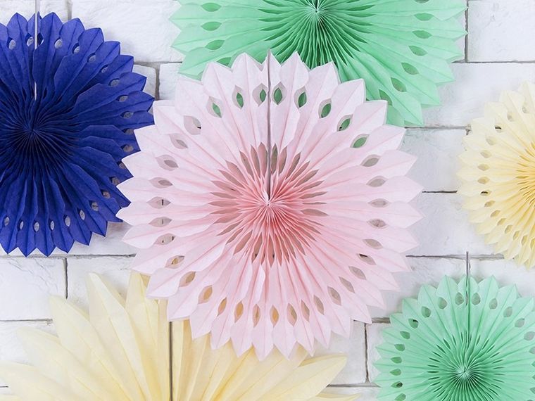 PartyDeco, rozety dekoracyjne, jasnoróżowy, 20-30 cm, 3 szt.