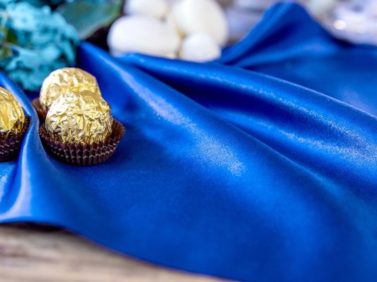 PartyDeco, satyna do dekoracji gładka, niebieska 0,16-9 m