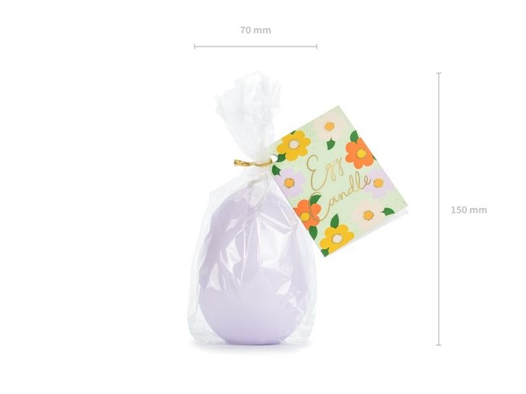 PartyDeco, świeca jajko, jasny fiolet, 10 cm, 1 szt.