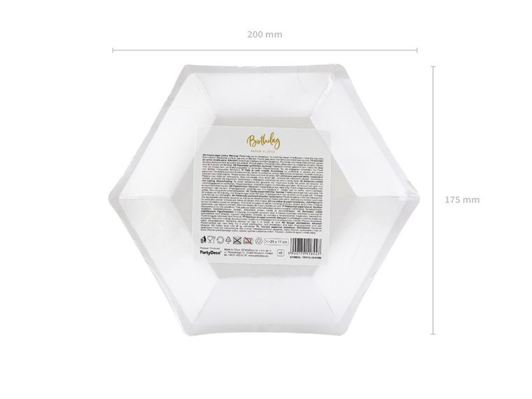 PartyDeco, talerzyki papierowe 18th Birthday, złote, 20 cm, 6 szt.