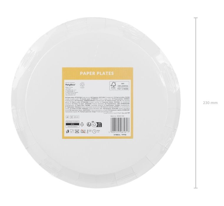 PartyDeco, talerzyki papierowe, koń, 23 cm, 6 szt.