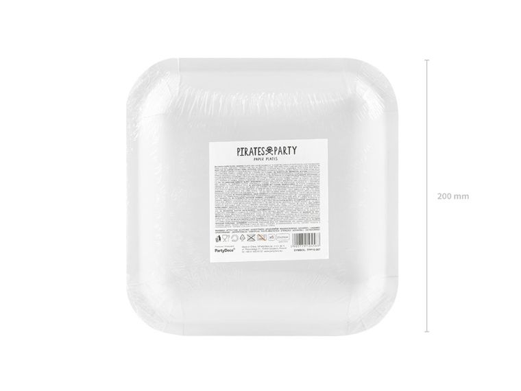 PartyDeco, talerzyki Piraci, czerwony, 20-20 cm, 6 szt.