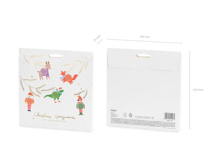 PartyDeco, zestaw bombek papierowych Świąteczne postacie, mix, 5 szt.