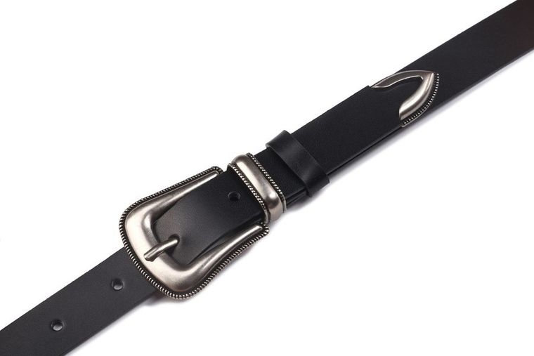 Pasek damski, czarny, skórzany, Peterson