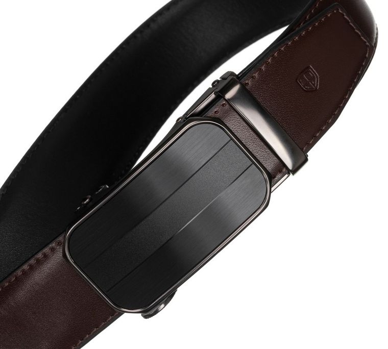 Pasek męski, brązowy, skórzany, Peterson