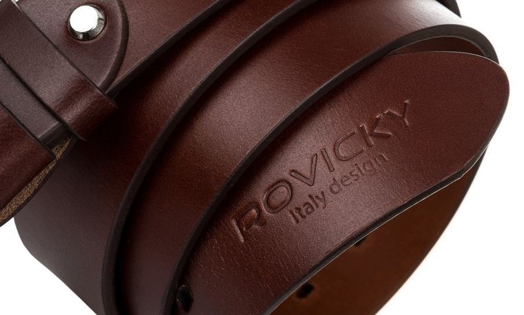 Pasek męski, brązowy, skórzany, Rovicky