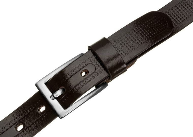 Pasek męski, brązowy, skórzany, Rovicky