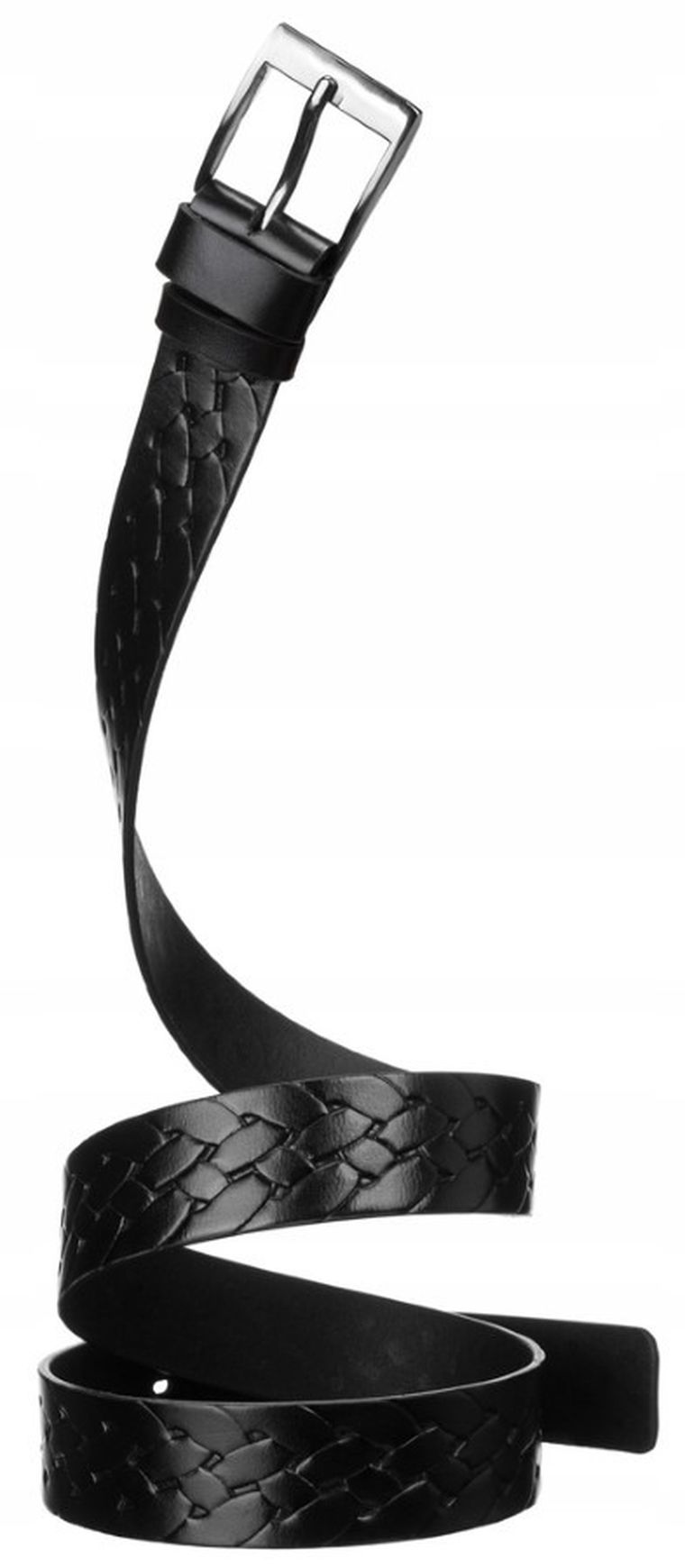 Pasek męski, czarny, skórzany, Peterson