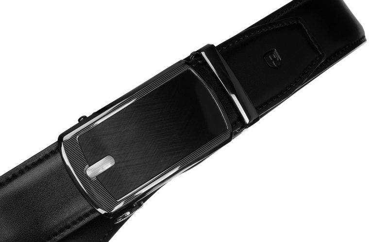 Pasek męski, czarny, skórzany, Peterson