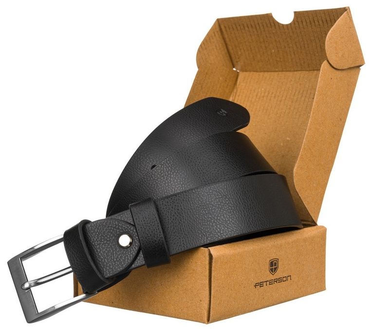 Pasek męski, czarny, skórzany, Peterson