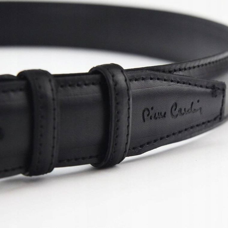 Pasek męski, czarny, skórzany, Pierre Cardin