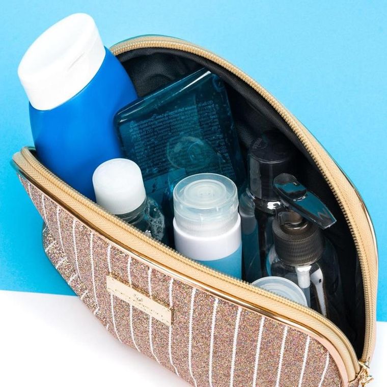 Peterson, kosmetyczka, 1-komorowa, brokatowa, różowe złoto