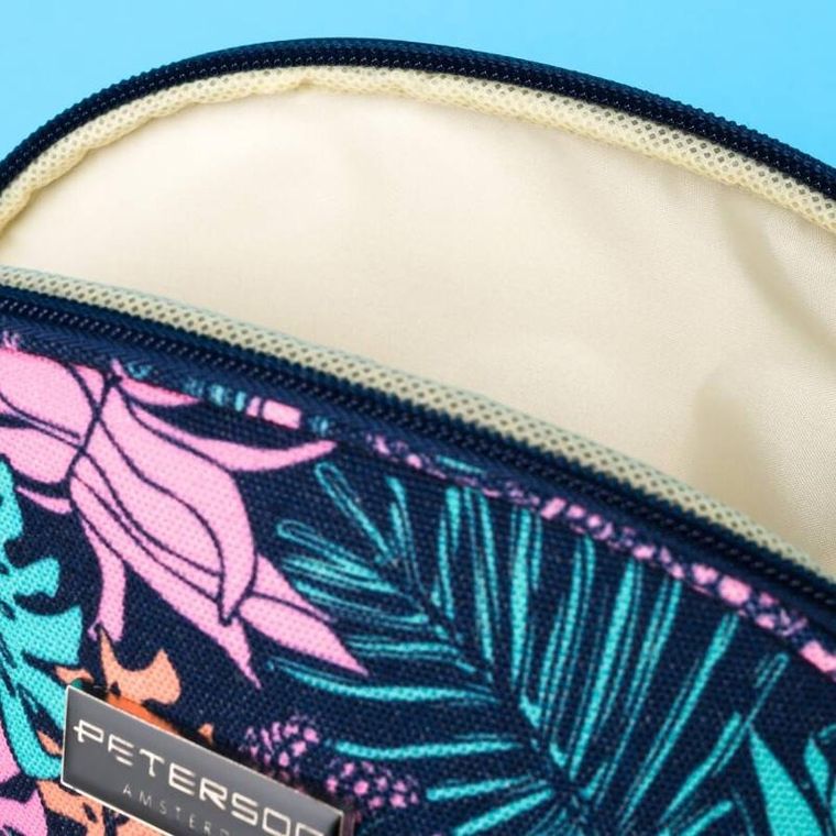 Peterson, kosmetyczka, 1-komorowa, granatowa z botanicznym wzorem
