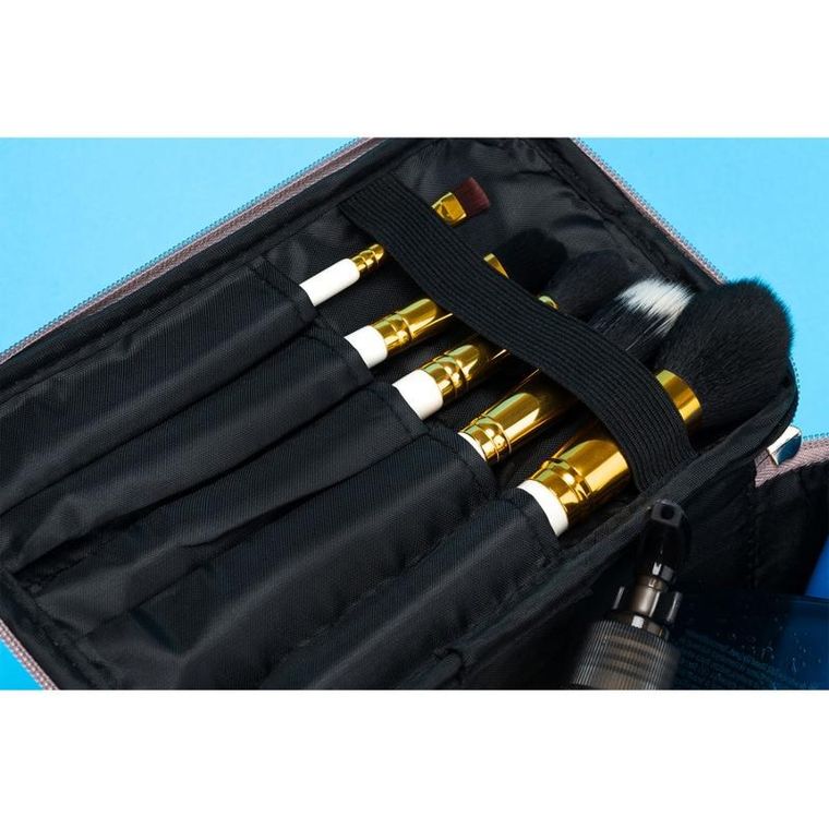 Peterson, kosmetyczka kuferek, brokatowa, różowe złoto