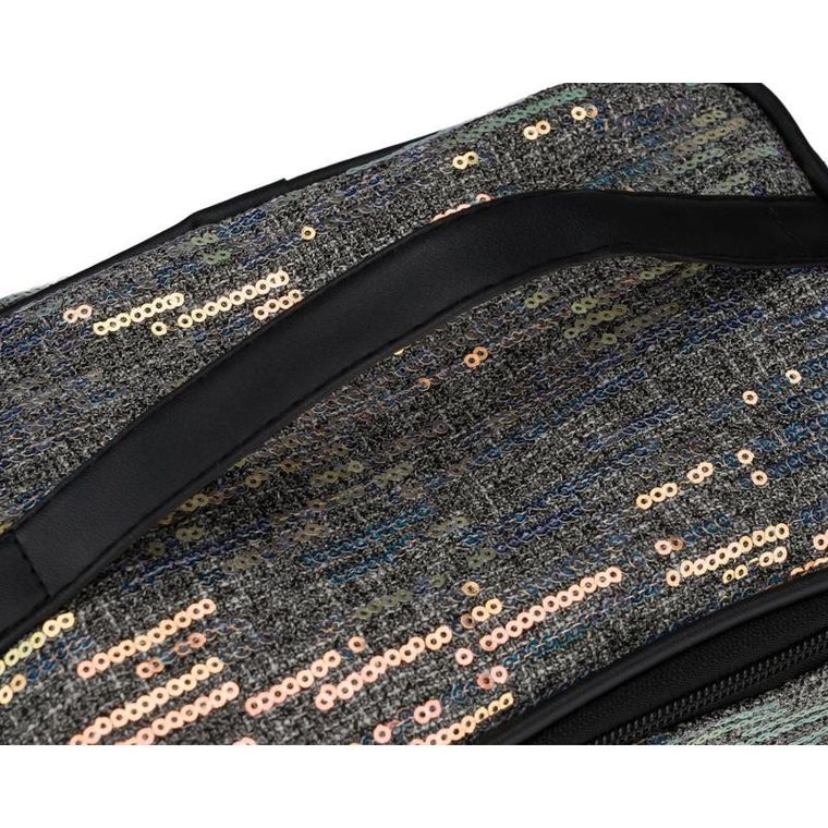 Peterson, kosmetyczka kuferek, cekinowa, szara