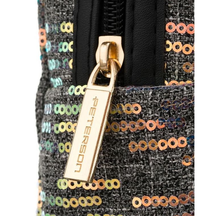 Peterson, kosmetyczka prostokątna, cekinowa, szara