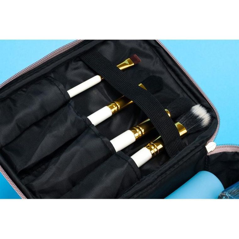 Peterson, kosmetyczka z uchwytem, brokatowa, różowe złoto